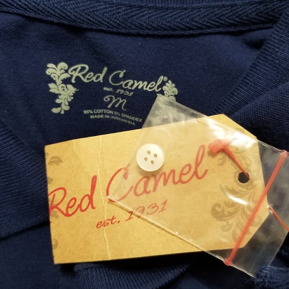 Red Camel top Medium NWT polo solid basic school uniform preppy stretch cotton - Picture 8 of 9